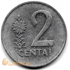 2 цента. 1991 г. Литва. 12-5-464