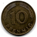 10 пфеннигов. 1996 г. Германия. "D". 5-3-757