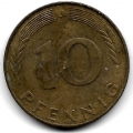 10 пфеннигов. 1989 г. Германия. "J". 5-3-759