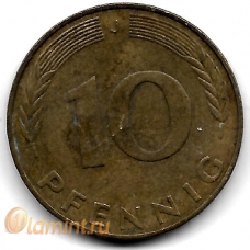 10 пфеннигов. 1989 г. Германия. "J". 5-3-759