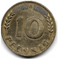 10 пфеннигов. 1970 г. Германия. "G". 5-3-766