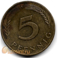 5 пфеннигов. 1984 г. Германия. "J". 5-3-770