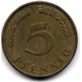 5 пфеннигов. 1989 г. Германия. "J". 5-3-775