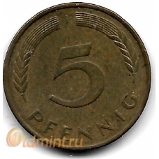 5 пфеннигов. 1989 г. Германия. "J". 5-3-775