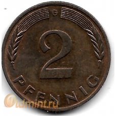 2 пфеннига. 1984 г. ФРГ. "G". 5-3-786