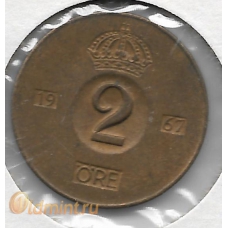 2 эре. 1967 г. Швеция. 10-4-830