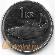 1 крона. 2011 г. Исландия. Треска. 15-2-234