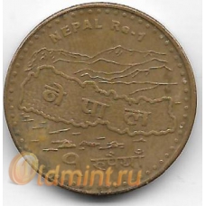 1 рупия. 2009 г. Непал. Карта, Эверест. 20-1-53