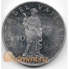 10 лир. 1963 г. Ватикан. Павел VI. 1-2-306