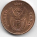 1 цент. 2001 г. ЮАР. Капские воробьи. Новый герб. 6-3-626