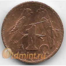 1 цент. 2001 г. ЮАР. Капские воробьи. Новый герб. 6-3-626