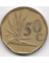 50 центов. 1991 г. ЮАР. Стрелитция королевская. 6-3-632