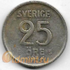 25 Эре. 1956 г. Швеция. Серебро. 9-3-416