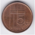 5 центов. 1998 г. Нидерланды. 7-3-119