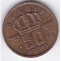 50 сентимов. 1969 г. Бельгия. (на фламандском). 19-5-60