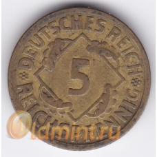 5 рейхспфеннигов. 1925 г. Германия "A". 1-1-369