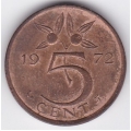 5 центов. 1972 г. Нидерланды. 2-5-245