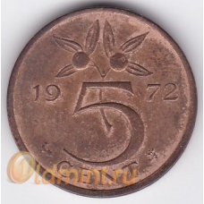 5 центов. 1972 г. Нидерланды. 2-5-245