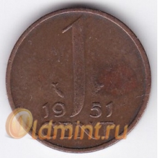 1 цент. 1951 г. Нидерланды. 2-5-357
