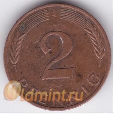 2 пфеннига. 1978 г. ФРГ. "J". 3-3-419