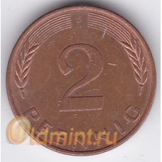 2 пфеннига. 1979 г. ФРГ. "J". 3-3-423