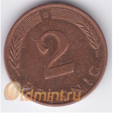2 пфеннига. 1981 г. ФРГ. "D". 3-3-424