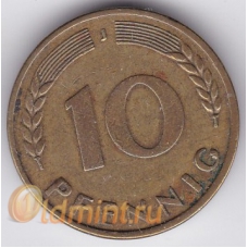 10 пфеннигов. 1950 г. Германия. "J". 3-4-386