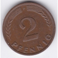 2 пфеннига. 1958 г. ФРГ. "F". 3-5-142