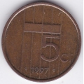 5 центов. 1997 г. Нидерланды. 10-2-340