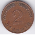 2 пфеннига. 1968 г. ФРГ. "D". 6-2-402