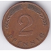 2 пфеннига. 1968 г. ФРГ. "D". 6-2-402