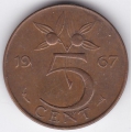 5 центов. 1967 г. Нидерланды. 6-5-373