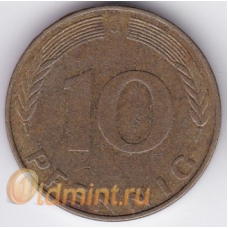 10 пфеннигов. 1989 г. Германия. "J". 7-4-454