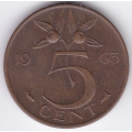5 центов. 1963 г. Нидерланды. 10-2-552