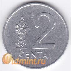 2 цента. 1991 г. Литва. 18-2-37