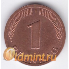 1 пфенниг. 1982 г. ФРГ. "F". 11-4-72